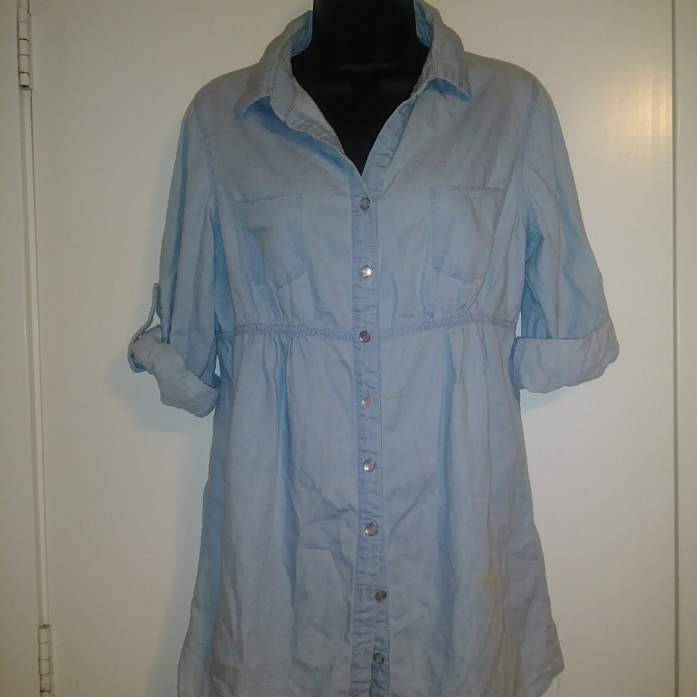 Light blue denim mini dress